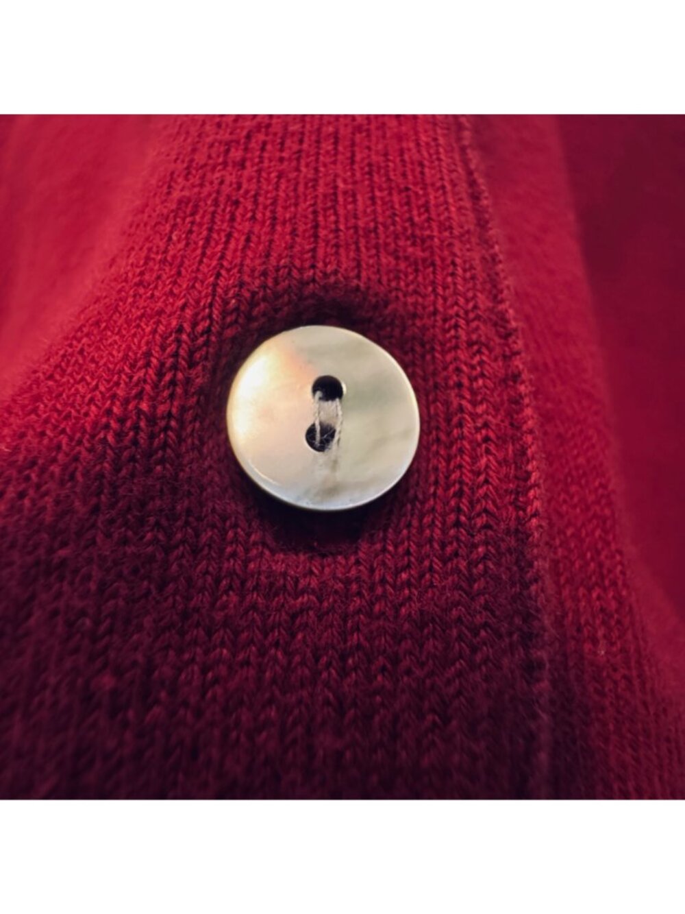 Vintage Lands End 1987 Drifter Cardigan Cotton Cranberry Size 10 Shell Buttons - Picture 4 of 16